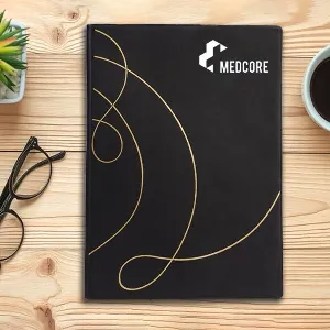 Customized Notebook Formate Buy Black Customized A5 Business Notebook with Golden Cursive Design ...