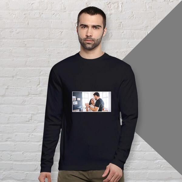 Black Customized Full Sleeve Men's Cotton T-Shirt