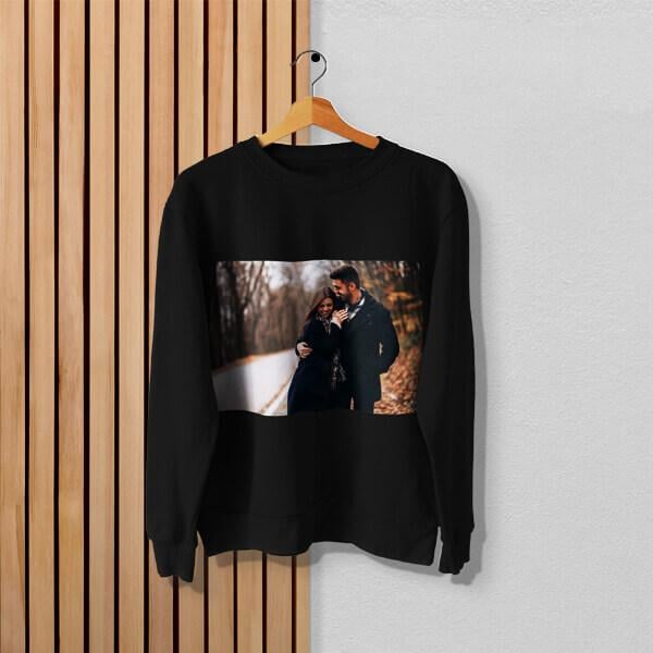 Black Customized Photo Printed Unisex Sweatshirt