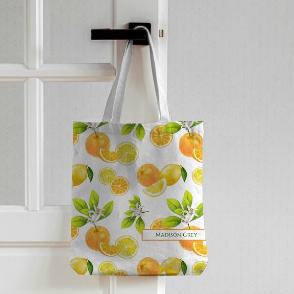 Citrus Fruits Art Oranges and Lemons Patten Customized Full Print Tote Bag for Women & Men