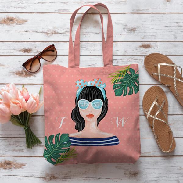 Beach Beauty Retro Tropical Leaves Customized Full Print Tote Bag for Women & Men