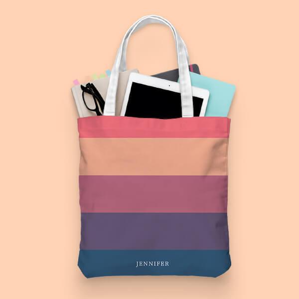 Modern Stripes Customized Full Print Tote Bag for Women & Men