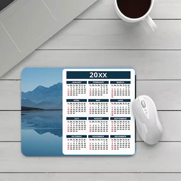 Blue Lake and Mountains Customized Printed Rectangle Calendar Mousepad Photo Mouse Pad