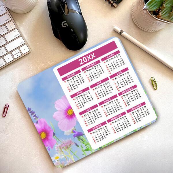 Fresh Flowers Customized Printed Rectangle Calendar Mousepad Photo Mouse Pad