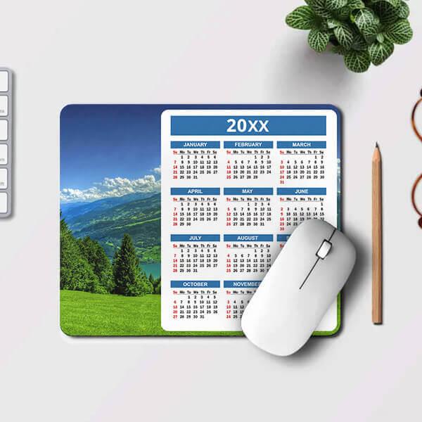 Green Mountains Printed Rectangle Calendar Mousepad Photo Mouse Pad
