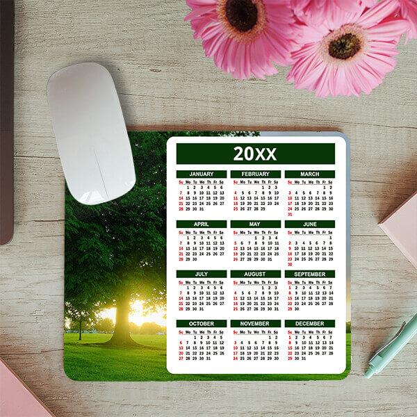 Green Tree Printed Rectangle Calendar Mousepad Photo Mouse Pad