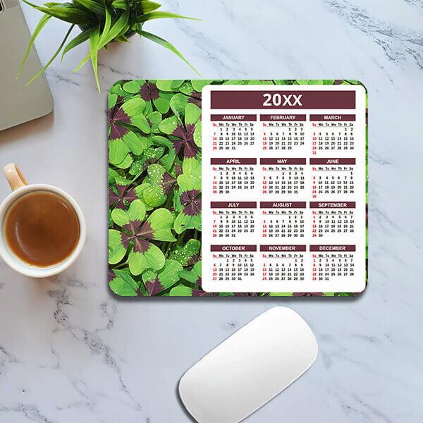 Green Petals Customized Printed Rectangle Calendar Mousepad Photo Mouse Pad