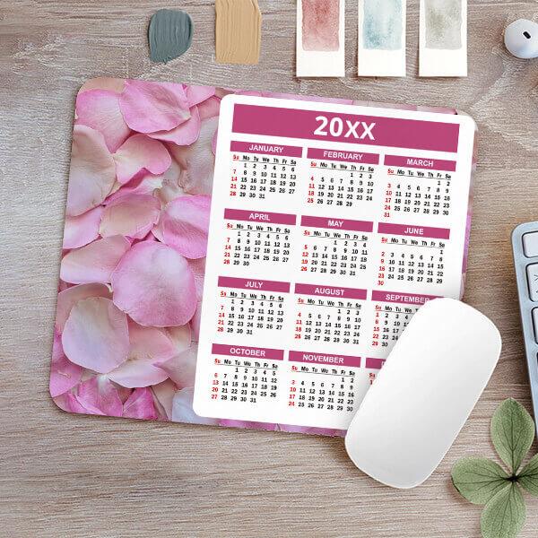 Pink Petals Customized Printed Rectangle Calendar Mousepad Photo Mouse Pad