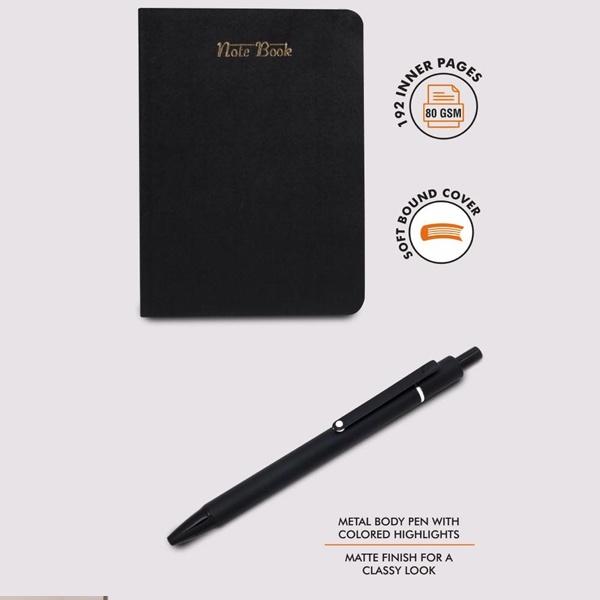 Black Notepad Set Buy Black Customized 2 in 1 Set: Timeless Notebook with Metal Pen in ...