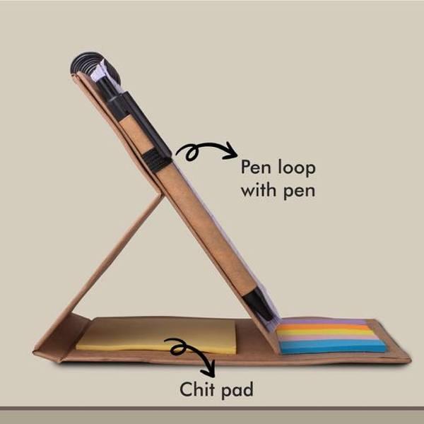 Mobile Writing Pad Buy Brown Customized Folding Writing Pad with Sticky Notes and Eco Pen ...