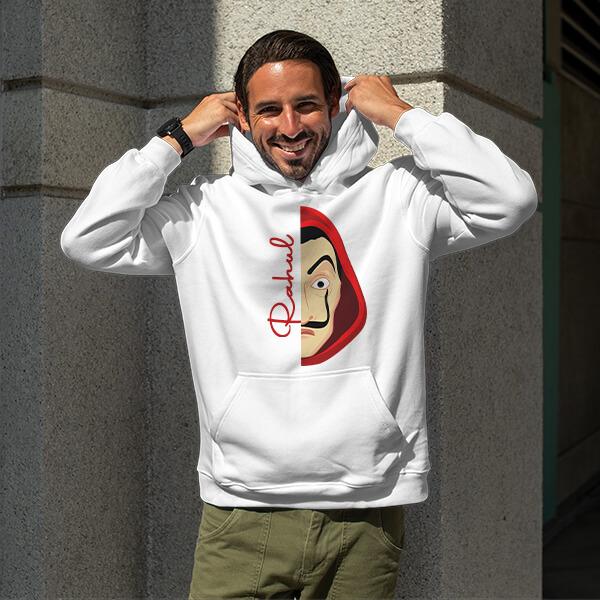 Half Face Customized Unisex Printed Hoodie with Pockets