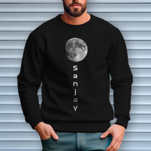 Moon with Name Customized Unisex Printed Sweatshirt