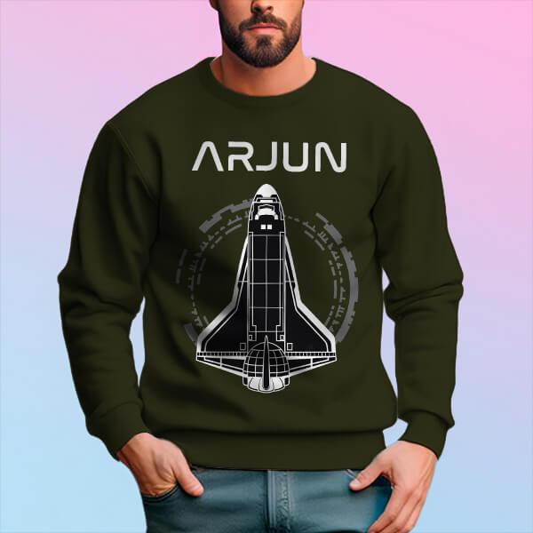Space Shuttle with Name Customized Unisex Printed Sweatshirt