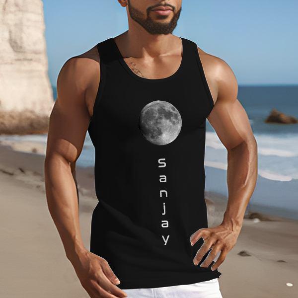 Moon with Name Customized Tank Top Vest for Men
