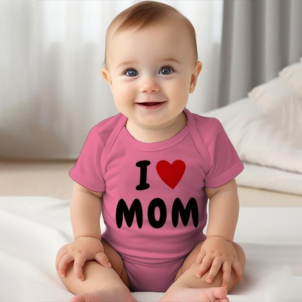 I Love Mom Customized Photo Printed Infant Romper for Boys & Girls