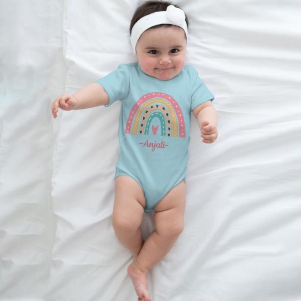 Rainbow Customized Photo Printed Infant Romper for Boys & Girls