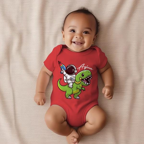 Astro Dino Customized Photo Printed Infant Romper for Boys & Girls