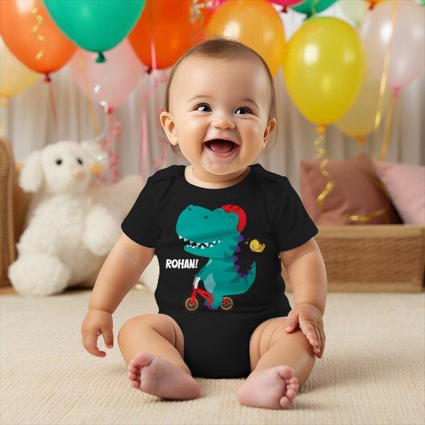 Dino Customized Photo Printed Infant Romper for Boys & Girls