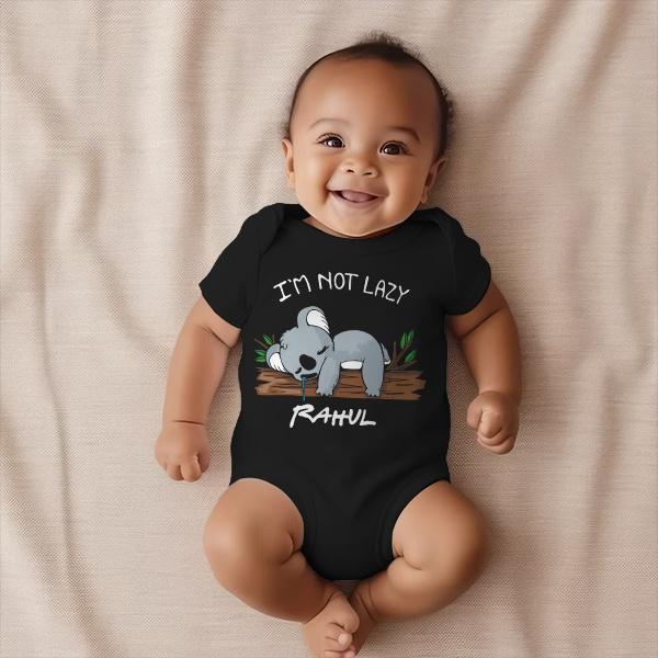 I am not Lazy Customized Photo Printed Infant Romper for Boys & Girls