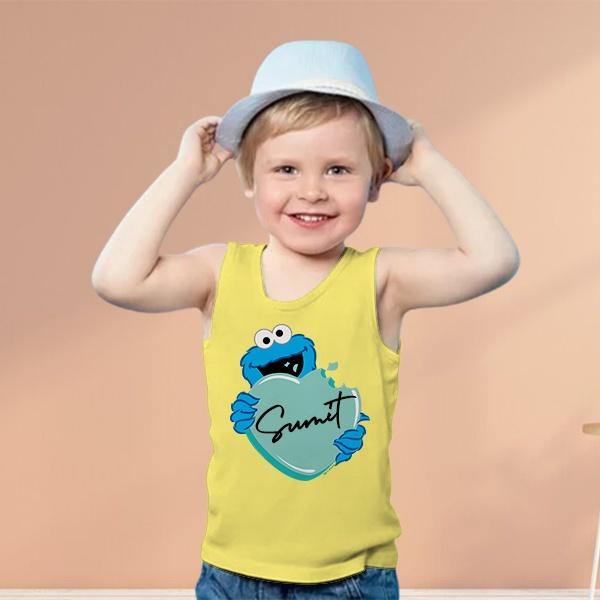 Blue Cartoon Customized Kid’s Cotton Vest Tank Top