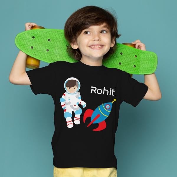 Little Astronaut Customized Half Sleeve Kid’s Cotton T-Shirt