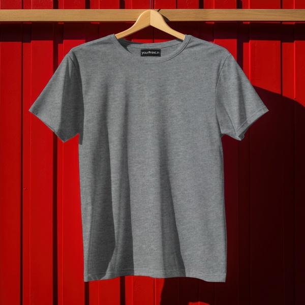 Grey Solid Plain Half Sleeve Men's Cotton T-Shirt by yP Basics