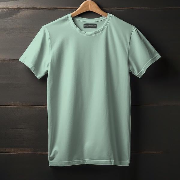 Mint Green Solid Plain Half Sleeve Men's Cotton T-Shirt by yP Basics