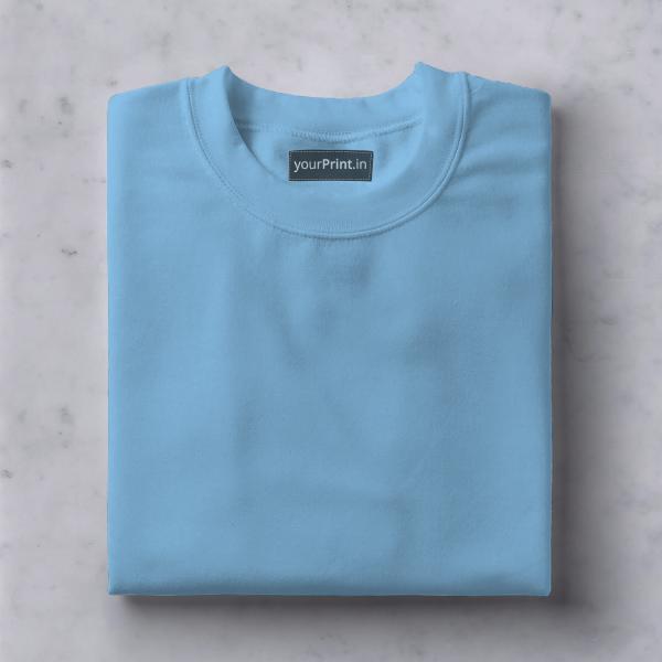 Ocean Blue Solid Plain Half Sleeve Men's Cotton T-Shirt by yP Basics