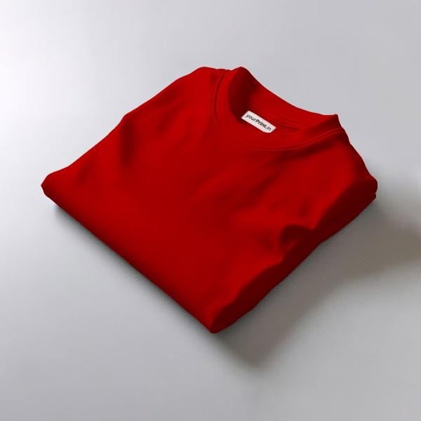 Red Solid Plain Half Sleeve Men's Cotton T-Shirt by yP Basics