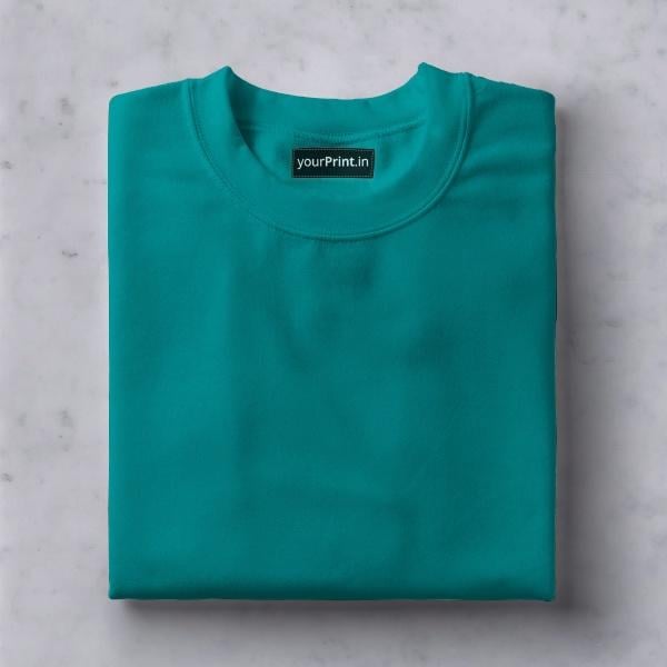 Teal Green Solid Plain Half Sleeve Men's Cotton T-Shirt by yP Basics