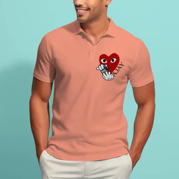 Heart Name Polo Customized Half Sleeve Men’s Cotton Polo T-Shirt