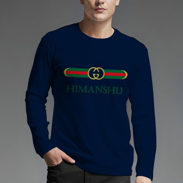 Premium Name Customized Printed Men's Full Sleeves Cotton T-Shirt