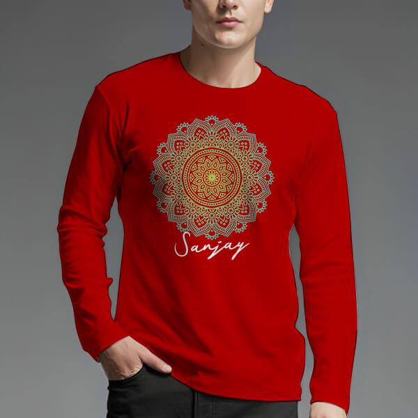 Circle Art Customized Printed Men's Full Sleeves Cotton T-Shirt