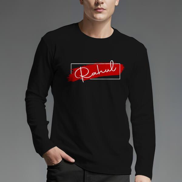 Name with Sign Customized Printed Men's Full Sleeves Cotton T-Shirt