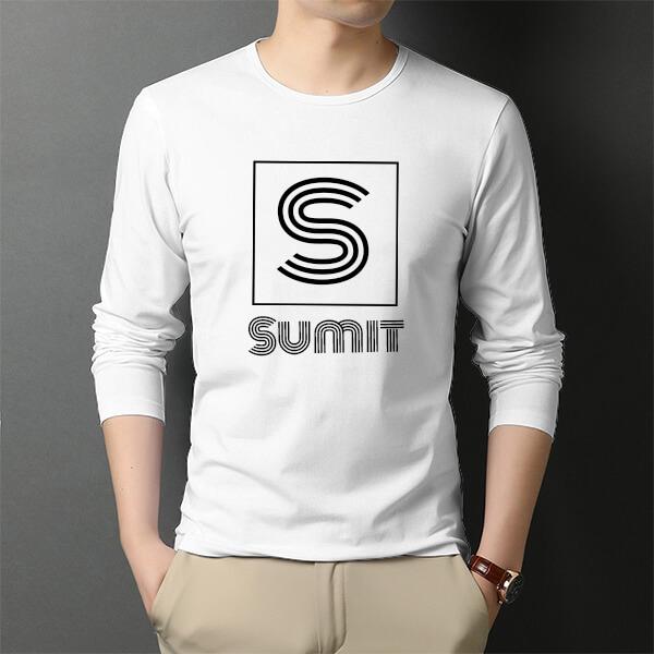 Monogram Customized Printed Men's Full Sleeves Cotton T-Shirt