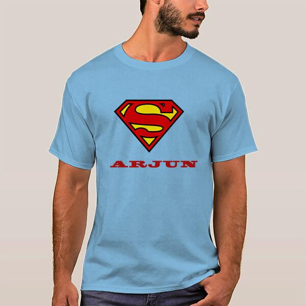 Superhero Name Customized Printed Men's Half Sleeves Cotton T-Shirt