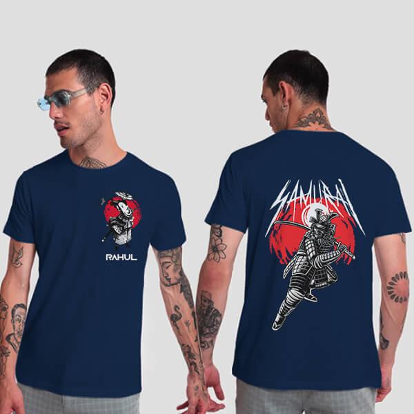 Samurai Customized Printed Men's Half Sleeves Cotton T-Shirt