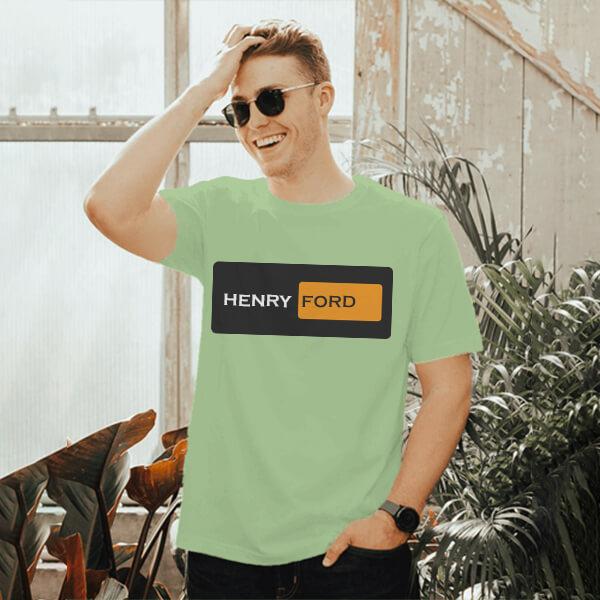Black and Orange Customized Printed Men's Half Sleeves Cotton T-Shirt