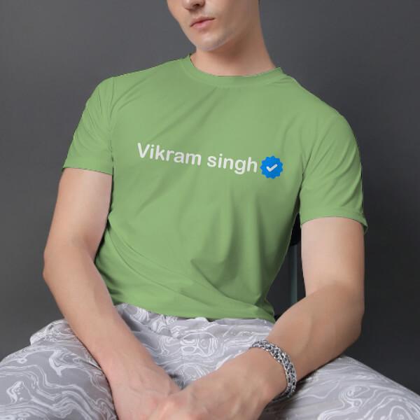 Verified Name Customized Printed Men's Half Sleeves Cotton T-Shirt