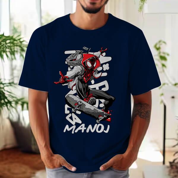 Funky Superhero Oversized Hip Hop Customized Printed Men's Half Sleeves Cotton T-Shirt