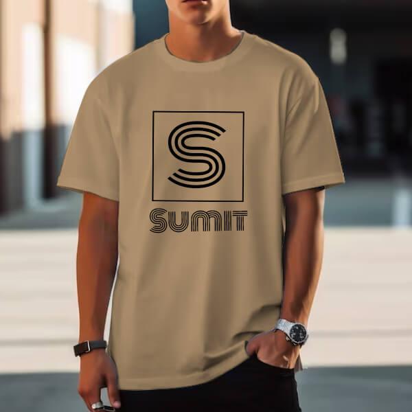 Monogram Oversized Hip Hop Customized Printed Men's Half Sleeves Cotton T-Shirt