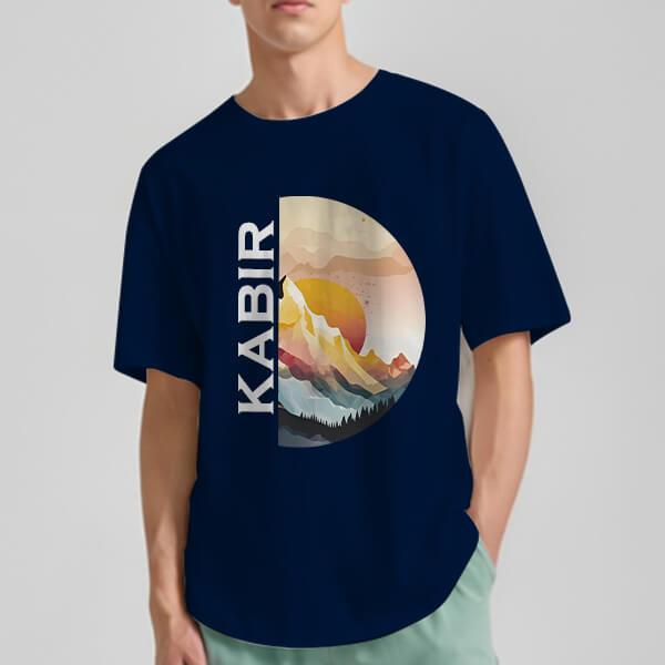 Sunrise Oversized Hip Hop Customized Printed Men's Half Sleeves Cotton T-Shirt