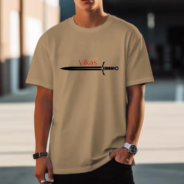 Fierce Sword Oversized Hip Hop Customized Printed Men's Half Sleeves Cotton T-Shirt