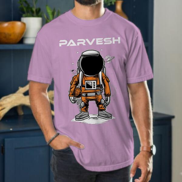 Cool Astronaut Oversized Hip Hop Customized Printed Men's Half Sleeves Cotton T-Shirt