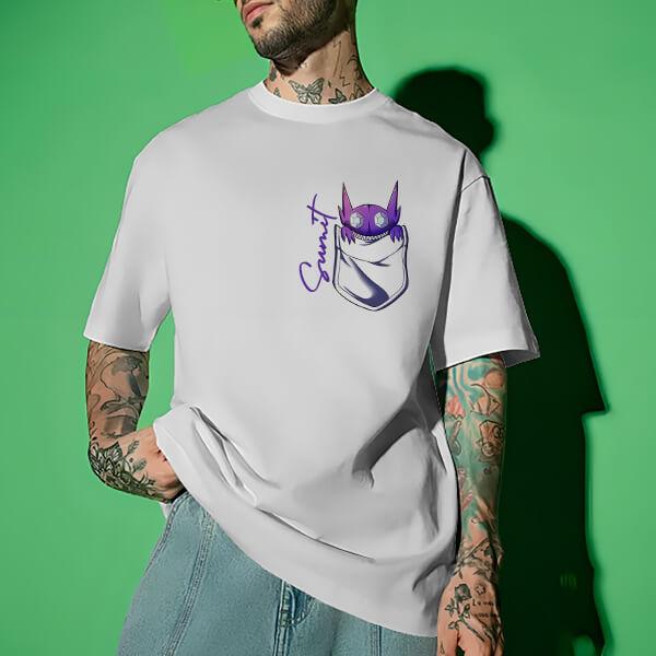 Pocket Monster Oversized Hip Hop Customized Printed Men's Half Sleeves Cotton T-Shirt