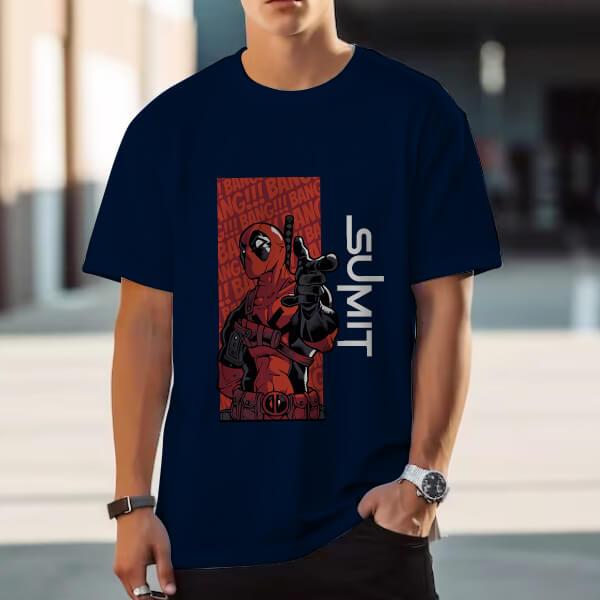 Red Superhero Oversized Hip Hop Customized Printed Men's Half Sleeves Cotton T-Shirt
