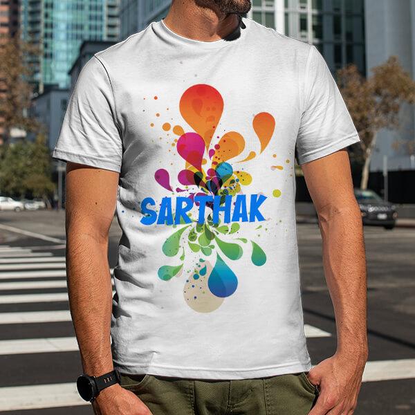 Drops of Holi Customized Printed Unisex Half Sleeves T-Shirt for Men & Women