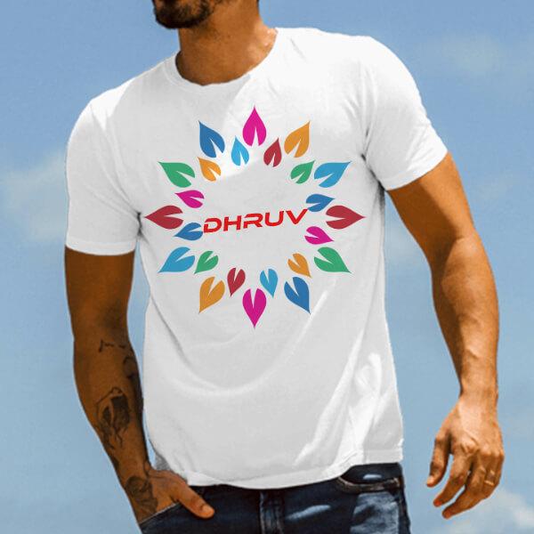 Symmetrical Holi Design Customized Printed Unisex Half Sleeves T-Shirt for Men & Women