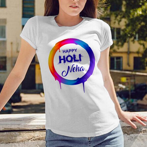 Neon Holi Customized Printed Unisex Half Sleeves T-Shirt for Men & Women