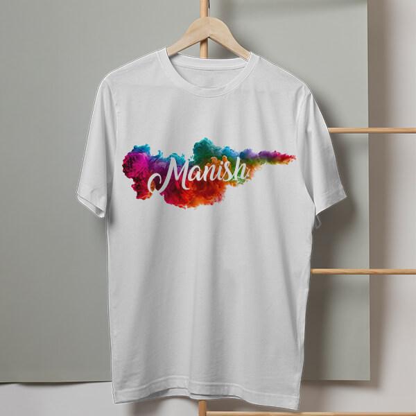 Floating Colors of Holi Customized Printed Unisex Half Sleeves T-Shirt for Men & Women